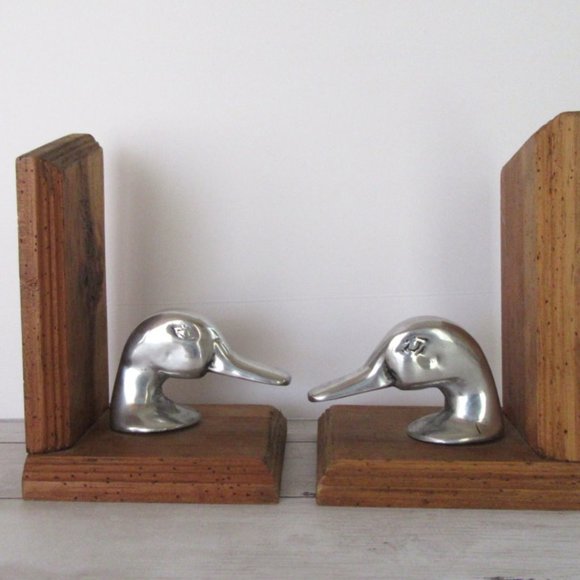 Silver & wood duck bookends - made in Mexico - Woodland - Hunting - Fathers Day - Picture 6 of 9